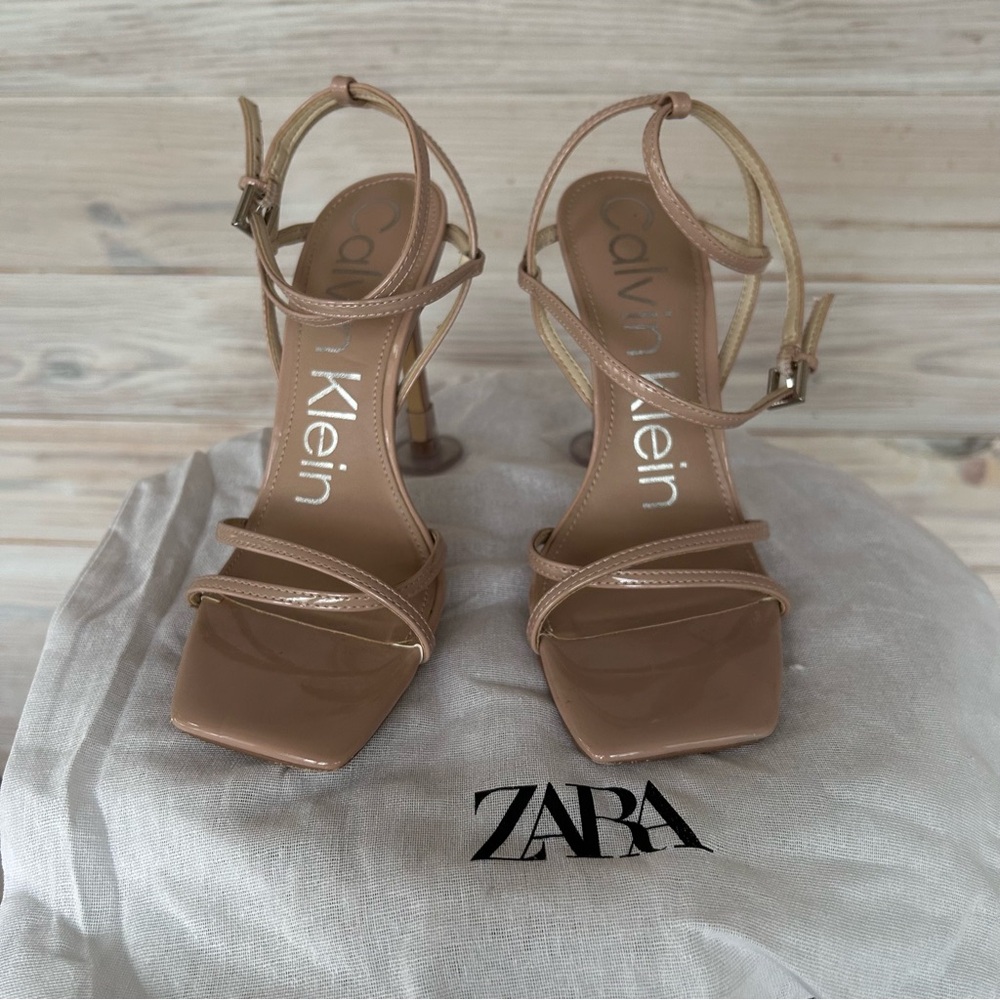 Calvin Klein Beige Tegin Strappy Heels Size 6.5